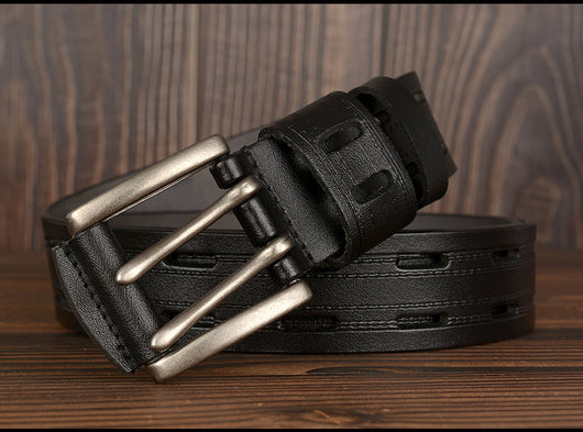 Cinturón de Cuero para Hombre con Hebilla Doble Pasador - Estilo Casual y Jeans - Image 17