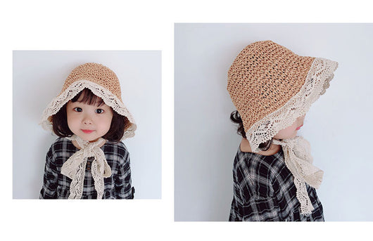 Sombrero de Paja con Moño de Encaje Coreano Plegable - Image 13