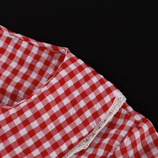Conjunto Dos Piezas: Blusa Cuadros Suelta con Cordones y Pantalón Ancho - Image 22