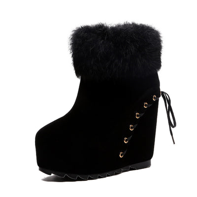 Botas Cortas de Cuña con Forro de Conejo Real para Mujer - Diseño Elevador - Image 5