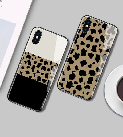 Carcasa de Vidrio con Estampado de Leopardo para Celular