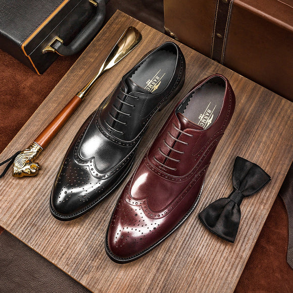 Zapatos de Cuero Nobuck para Hombre - Estilo Ejecutivo Inglés con Grabados Brogue