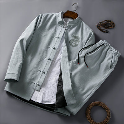 Traje Étnico Retro Chino Primavera - Cuello Mao para Hombre - Image 10
