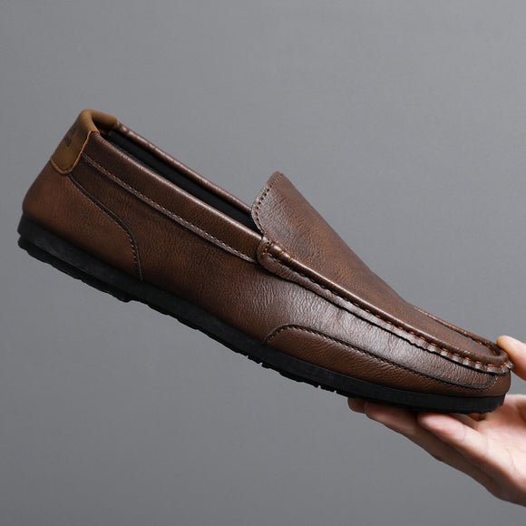 Sapatos Casuais Masculinos de Couro Estilo Coreano - Design Fresco de Verão