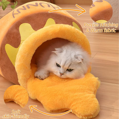 Cama Cueva para Gatos con Espuma Viscoelástica - Nido Acogedor Diseño Miel - Image 9