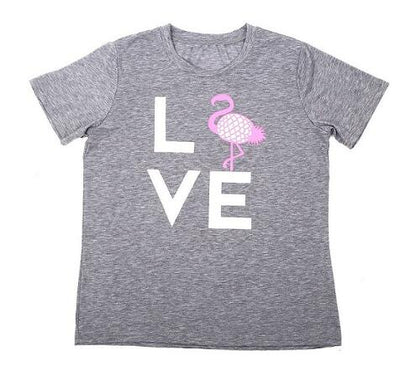 Playera gris con estampado de piña y amor de manga corta - Image 9