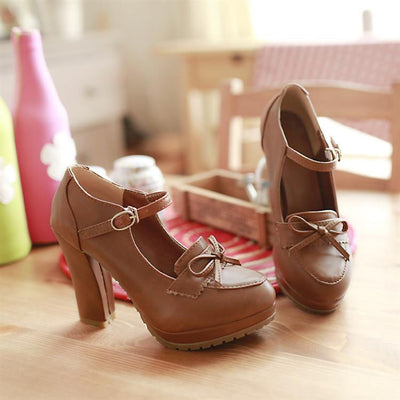Tacones Altos con Moño y Tacón Grueso - Image 4