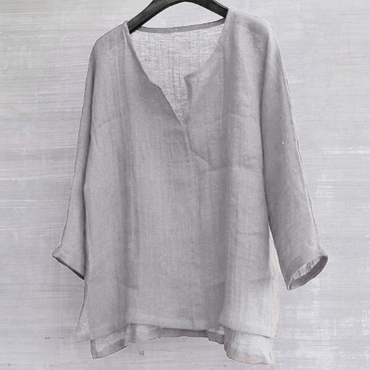 Camisa de Algodón y Lino con Cuello Mao - Image 4