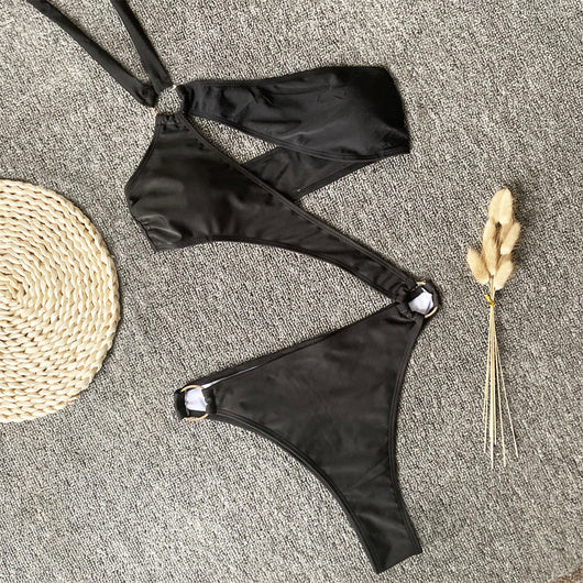 Traje de baño bikini con cuello colgante y abertura lateral - Image 12