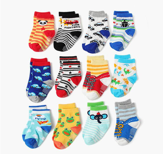 Calcetines Infantiles de Algodón con Diseño Animado y Suela Antideslizante