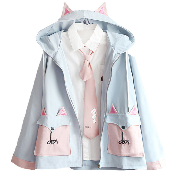 Cardigan Soft Girl Unisex con Capucha de Orejas