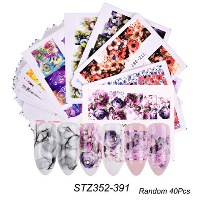 Set de Stickers para Uñas con Flores de Encaje Blanco y Negro - Image 4