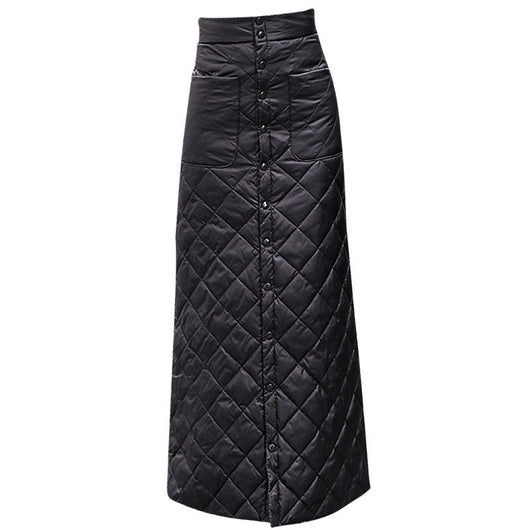 Falda Larga Acolchada de Algodón con Botones - Calidez y Estilo - Image 20