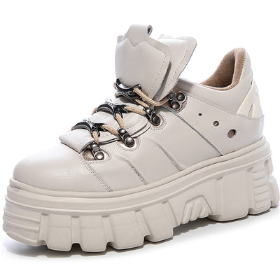 Zapatos de Cuero Vacuno con Doble Lengüeta para Mujer