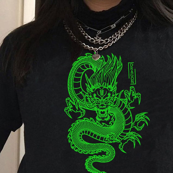 Playera Estampada Qinglong de Manga Corta
