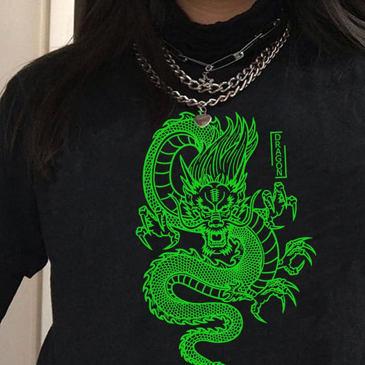 Playera Estampada Qinglong de Manga Corta