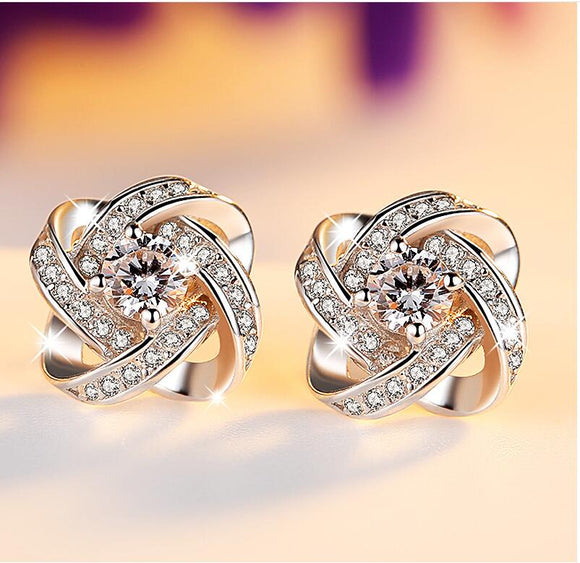 Aretes de Plata Esterlina 925 con Diamantes Brillantes