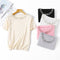 Blusa Suelta de Cuello Redondo con Cuentas en Colores Sólidos