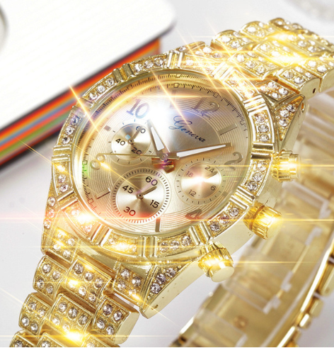 Reloj de Cuarzo Cristal para Mujer - Acero Inoxidable Lujo Geneva Sport - Image 4