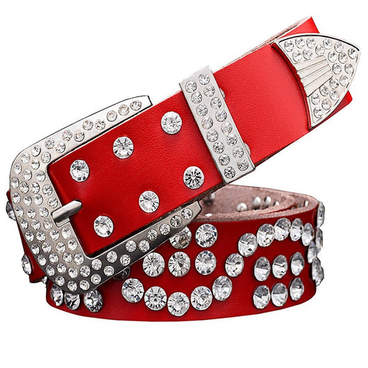 Cinturón de Cuero para Mujer con Hebilla de Diamantes y Pasador de Cuero Vacuno - Image 21