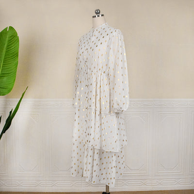 Vestido Suelto Estampado Blanco con Cintura Regulable - Estilo Ejecutivo - Image 5
