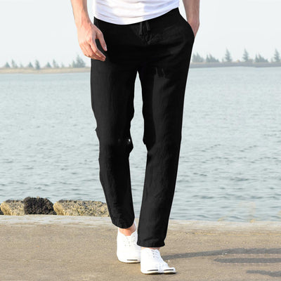 Pantalones de Lino y Algodón con Cintura Elástica Ajustable para Hombre - Image 2