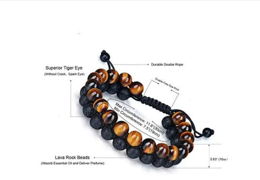 Pulsera de Ojo de Tigre y Piedra Volcánica - Image 5