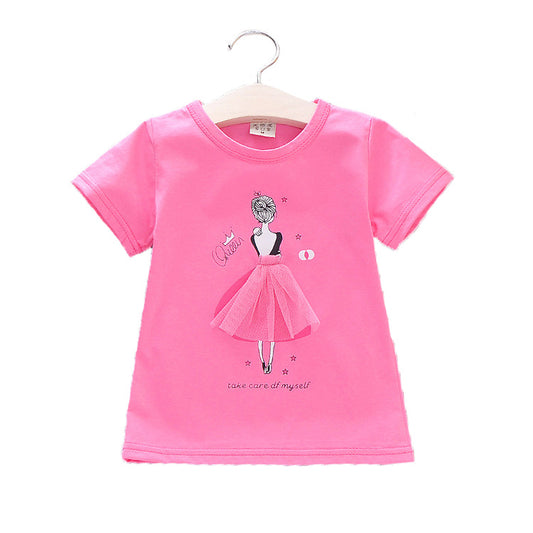 Playera Infantil de Algodón con Diseño Cartoon - Camiseta de Manga Corta para Niñas - Image 2