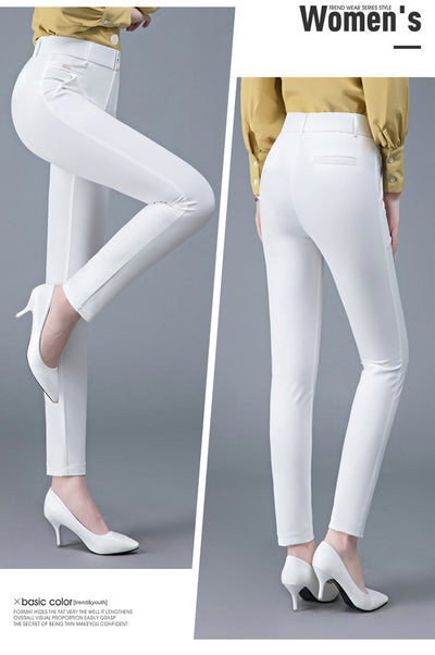 Pantalones Casuales Coreanos Cintura Alta Elásticos Ajustados Efecto Adelgazante - Image 28