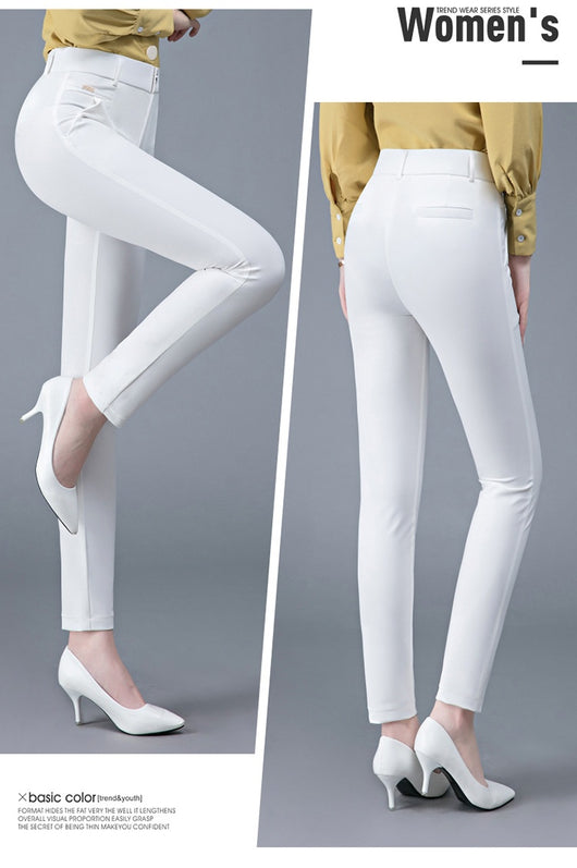 Pantalones Casuales Coreanos Cintura Alta Elásticos Ajustados Efecto Adelgazante - Image 28