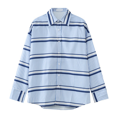 Camisa Hombre Rayas Azul y Blanco con Hombreras Tridimensionales - Image 11