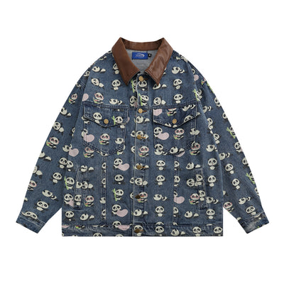 Chamarra Vaquera Estampada Panda Rojo para Hombre - Image 12