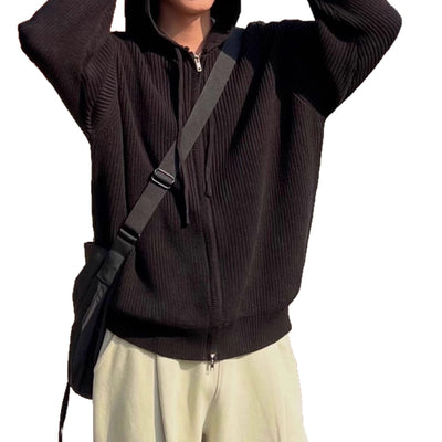Suéter Chaqueta Tejido Otoño-Invierno para Hombre con Doble Cierre y Capucha - Image 5