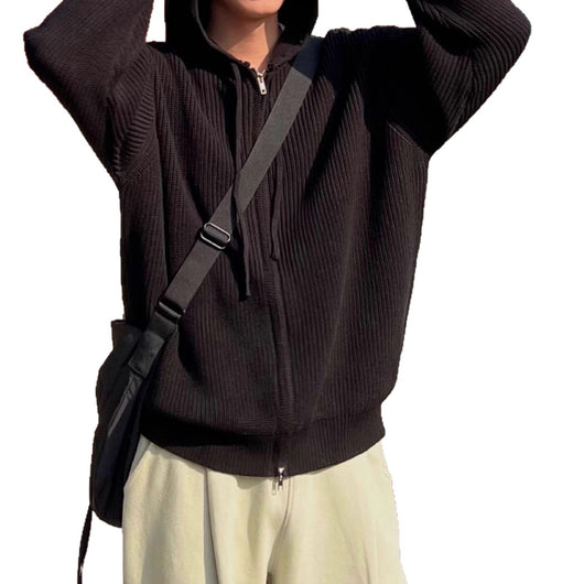 Suéter Chaqueta Tejido Otoño-Invierno para Hombre con Doble Cierre y Capucha - Image 5