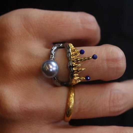 Anillo de Plata Esterlina con Baño Multicolor y Incrustaciones - Image 2