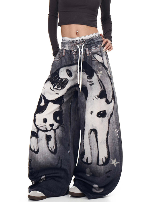 Pantalones de Chándal Gato Graffiti Estampados para Hombre y Mujer - Image 9