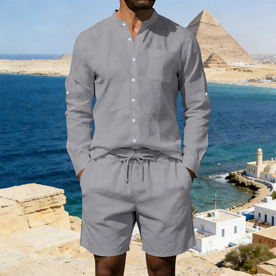 Conjunto de Camisa y Shorts de Lino para Hombre - Image 10