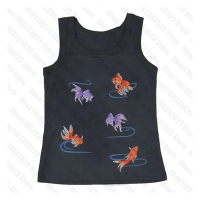 Chaleco Estampado Peces Dorados Cuello Cuadrado Ajustado Sexy - Image 10