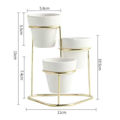 Maceta de Cerámica con Soporte de Hierro Minimalista - Image 8