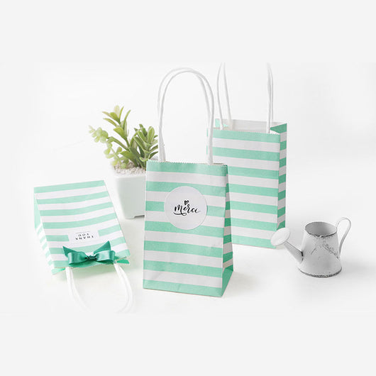 Bolsas de Papel Kraft Blancas con Rayas de Colores Pastel - Image 4
