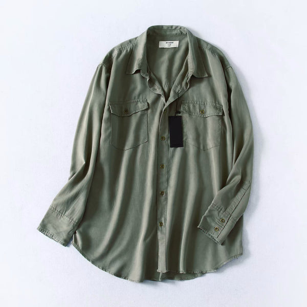 Camisa Suelta de Manga Larga con Botones para Mujer