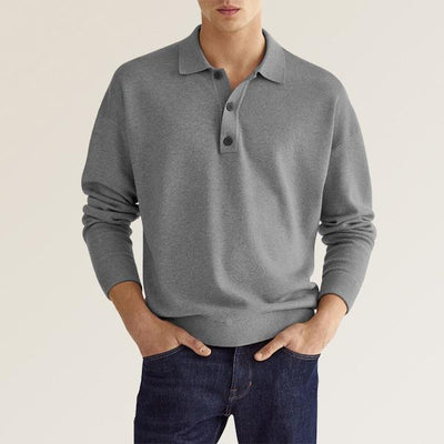 Polo Casual Europeo con Botones y Cuello V - Manga Larga para Hombre - Image 9