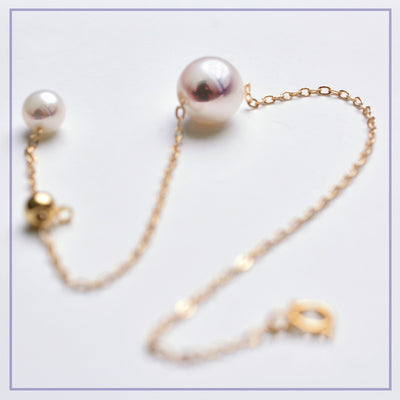 Pulsera de Perla Akoya Japonesa en Oro 18K Ajustable - Blanco Rosado Natural - Image 11