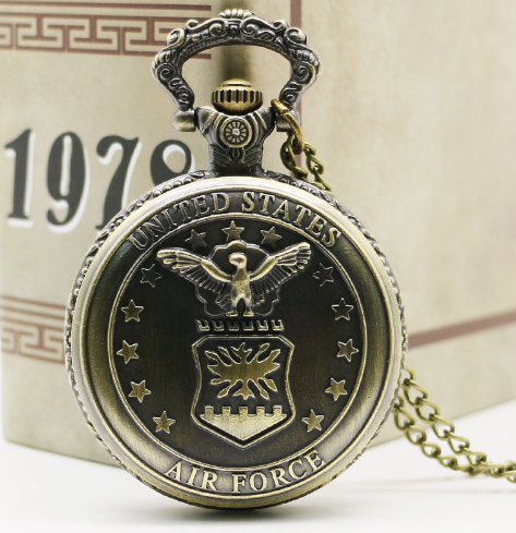 Reloj de Bolsillo Vintage Estilo Fuerza Aérea con Movimiento de Cuarzo