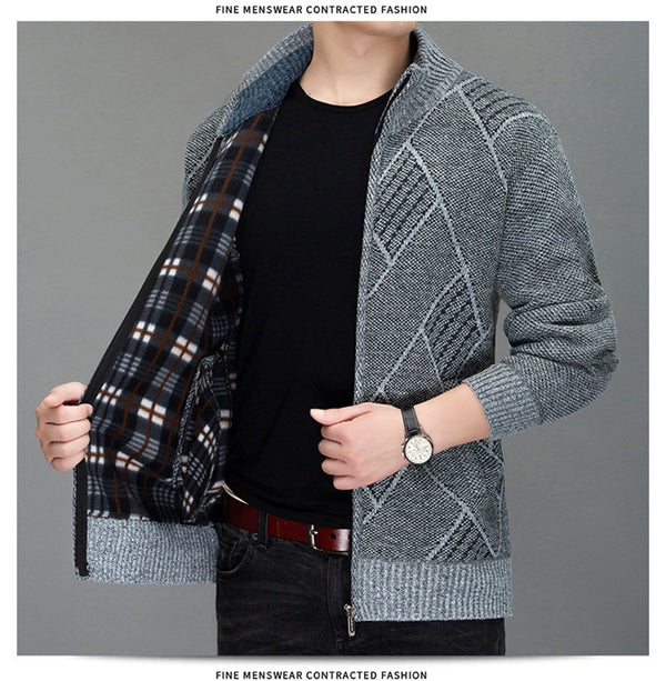 Cardigan Tejido para Hombre con Cashmere y Forro Térmico