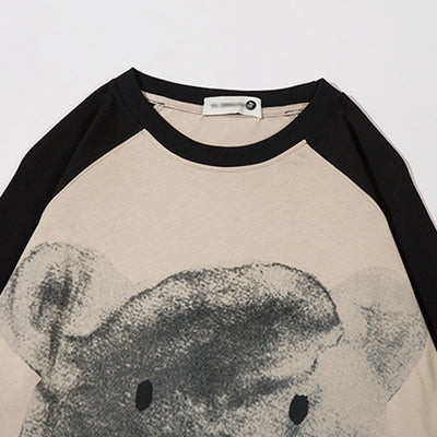 Playera Manga Larga Oso Cartoon con Contraste de Colores - Image 3