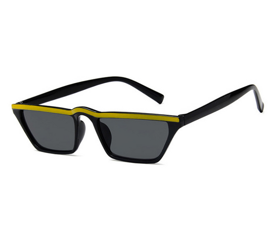 White flat top sunglasses with dark square lenses and a black accent line along the top of the frame. - Image 8