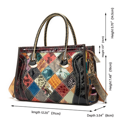 Bolso de Cuero Bicolor con Acabado Charol Premium - Image 2