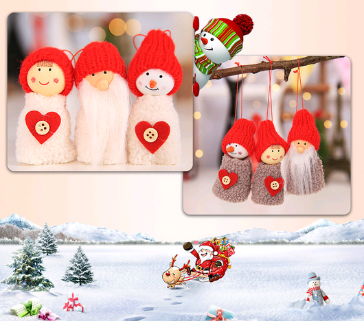 Set de 3 Figuras Navideñas Colgantes - Abuelo, Muñeco de Nieve y Niña - Image 3