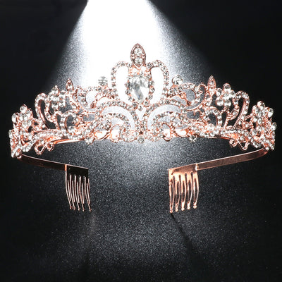 Corona Tiara Princesa con Peine de Diamantes para Novia y Fiestas - Image 9